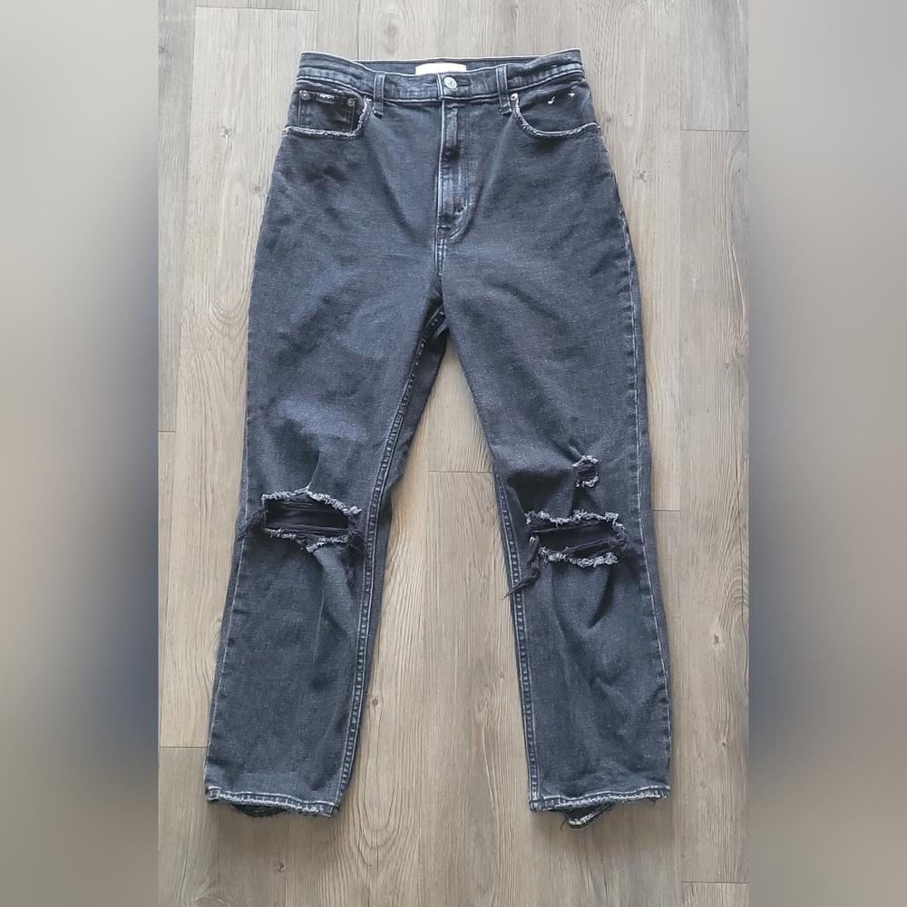 Abecrombie & Fitch the ankle straight ultra high rise size 27/4r jeans black